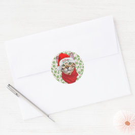 Adesivo Abyssinian Cat Ho Ho Santa Hat Feliz Natal