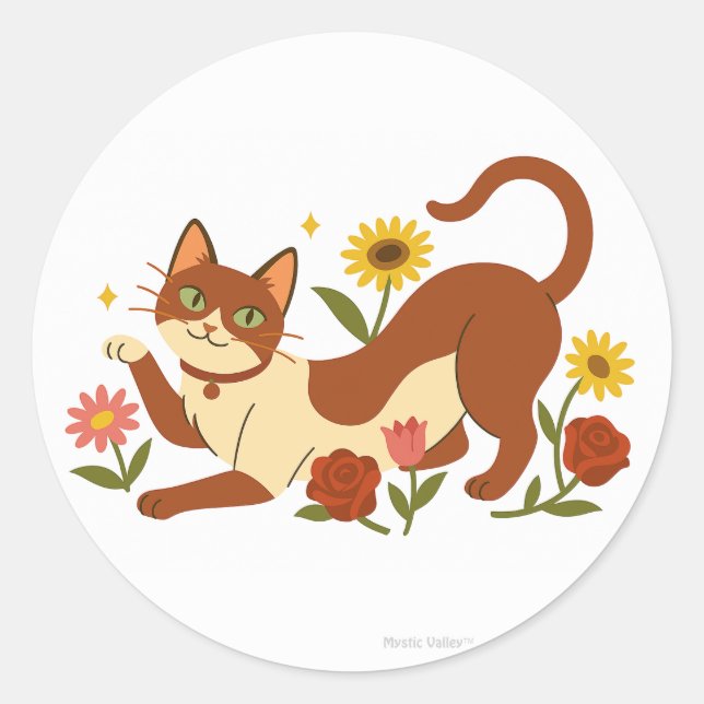 Adesivo Abyssinian in the Daisies Classic Round Sticker (Frente)