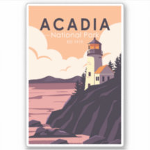 Acadia National Park Maine Lighthouse Vintage