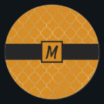 Adesivo Açafrão Amarelo Dourado Quatrefoil Monogramado Fes<br><div class="desc">adesivo</div>