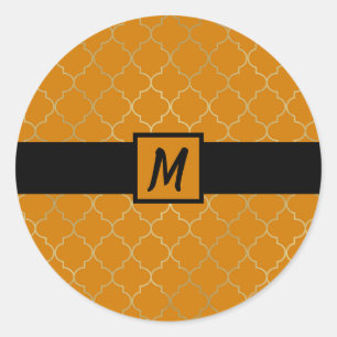 Adesivo Açafrão Amarelo Dourado Quatrefoil Monogramado Fes