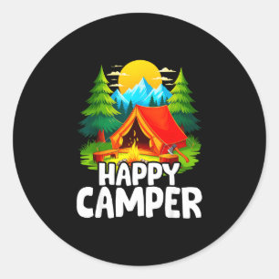 Adesivo Acampador feliz acampamento retrô de verão viagem