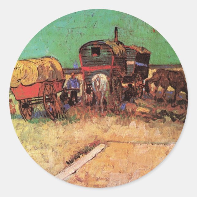 Adesivo Acampamento de ciganos com caravanas por van Gogh (Frente)