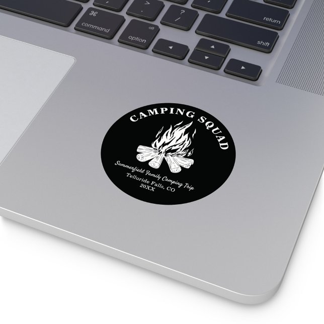 Adesivo Acampamento de Férias em Família Fogueira Viagem d (Camping Squad Circle Sticker)