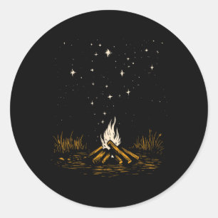 Adesivo Acampamento de fogueira vintage estrelas caminhand