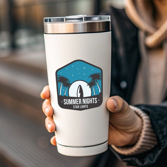 Adesivo Acampamento de luz nas estrelas à noite de verão | (Summer Nights Camping Vinyl Sticker by PiggyPrint Stickers.)