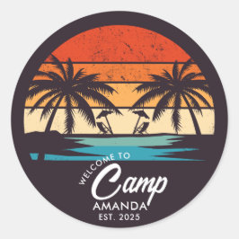 Adesivo Acampamento de Praia Personalizado Festa de Soltei