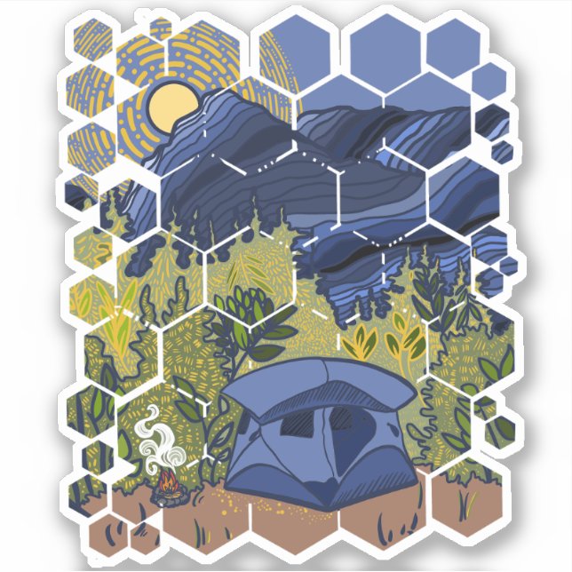 Adesivo Acampamento de tendas nas montanhas (Frente)