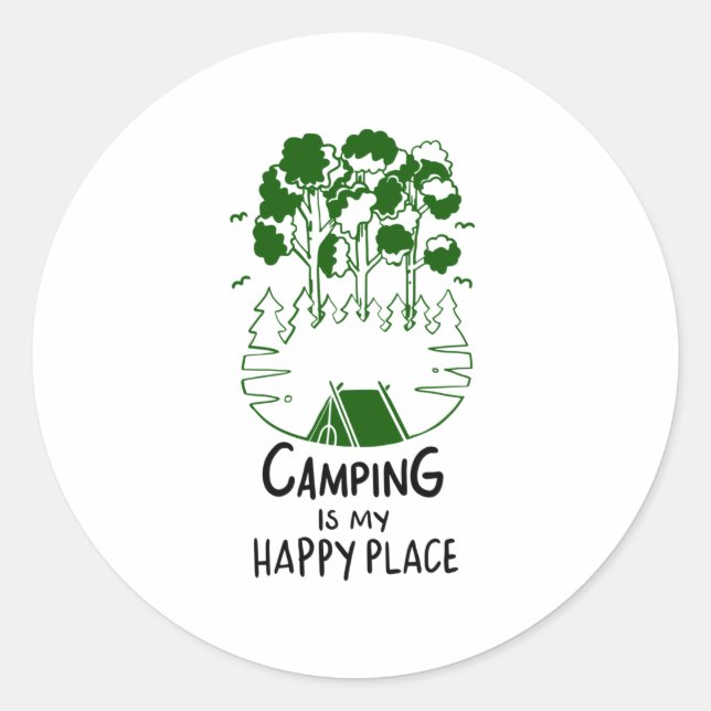 Adesivo Acampamento É Meu Lugar Feliz (Frente)