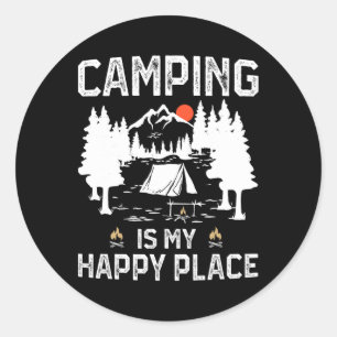 Adesivo Acampamento É Meu Lugar Feliz Camper Divertido Flo