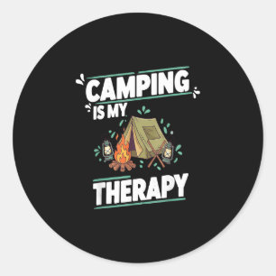 Adesivo Acampamento é terapia para o grande ar livre e bar