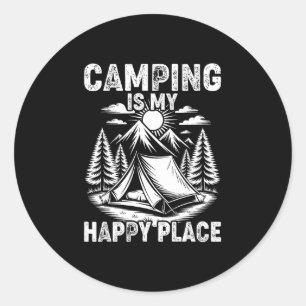 Adesivo Acampamento é um lugar feliz, campista engraçado, 