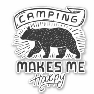 Adesivo Acampamento me faz feliz urso
