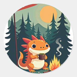 Adesivo Acampamento Selvagem Axolotl Retro - Aventura ao A
