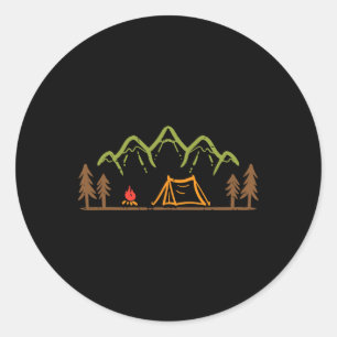 Adesivo Acampamento Tenda Árvores Montanha Minimalista Aca