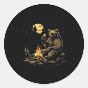 Adesivo Acampamento Urso Pardo Bebendo Cerveja Caminhada N