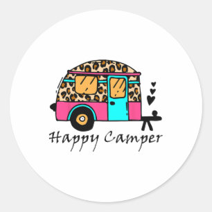Adesivo Acampamento Verão Feliz Camping Leopardo Divertido