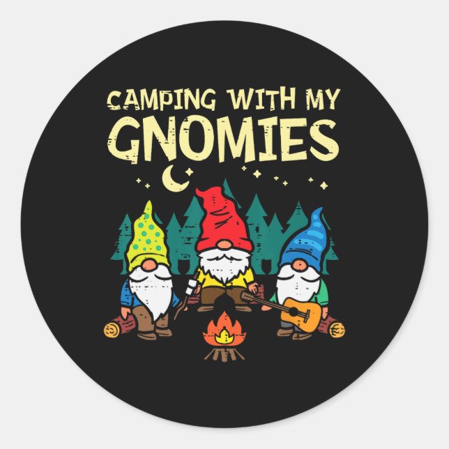 Adesivo Acampando Com Meus Gnomies Engraçado Camper Gnomos (Frente)