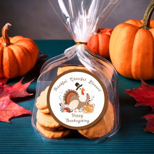 Adesivo Ação De Graças À Turquia Com Abóboras E Licença De (Criador carregado)
