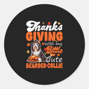 Adesivo Ação de Graças Com Meu Fofo Bearded Collie Assado