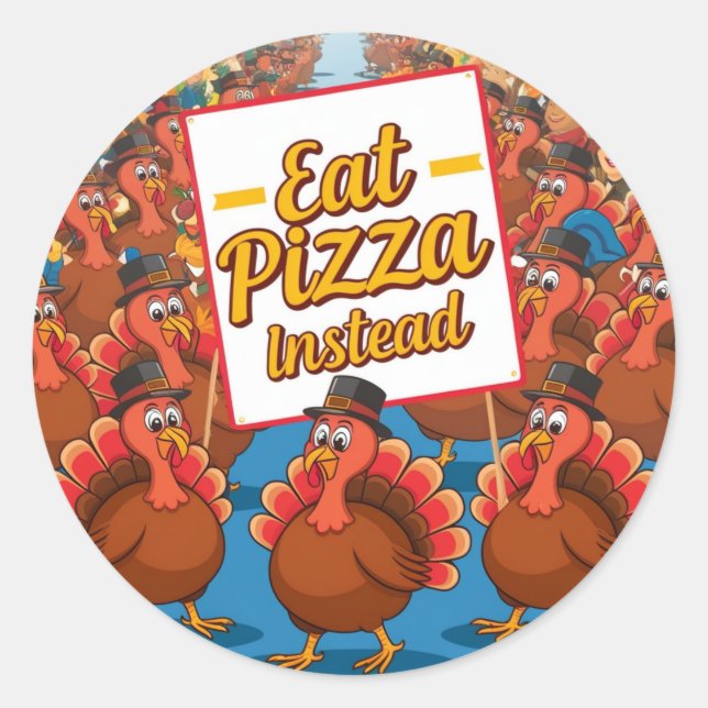 Adesivo Ação de Graças com pizza em vez (Frente)