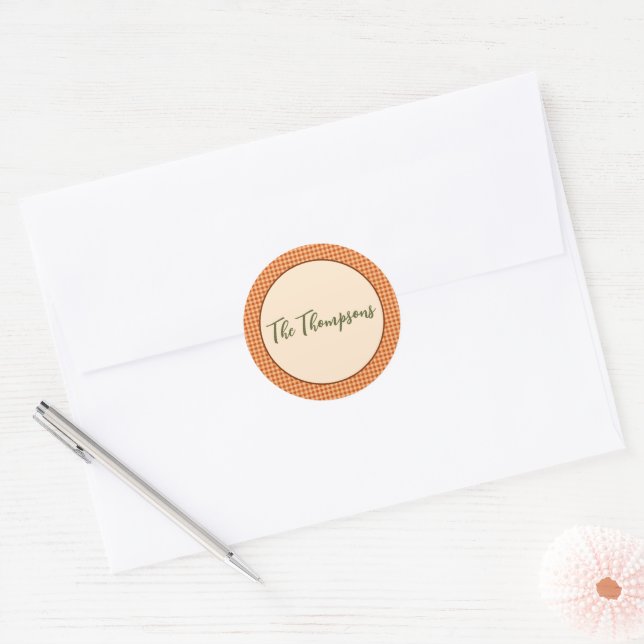 Adesivo Ação de Graças de Autumn Gingham (Envelope)
