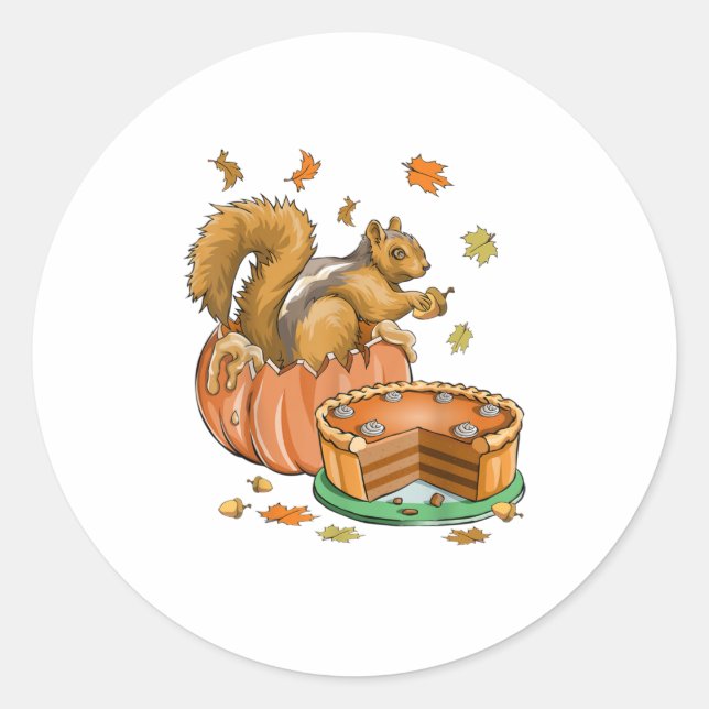 Adesivo Ação de Graças de Halloween Pumpkin Squirrel Funn (Frente)