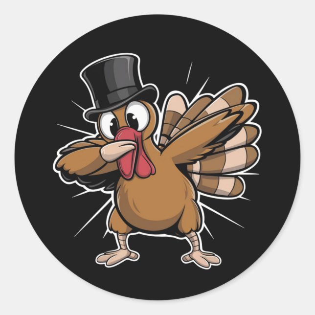 Adesivo Ação de Graças Engraçado Dabbing Turkey Cai (Frente)