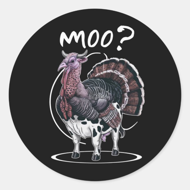 Adesivo Ação de Graças Engraçado Turquia Vaca Queda (Frente)