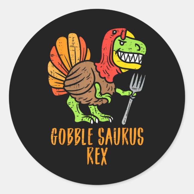 Adesivo Ação de Graças Gobble Saurus Rex Dino Turkey (Frente)