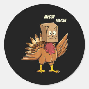 Adesivo Ação de Graças Turquia Cat Meow Homens Engraçados 