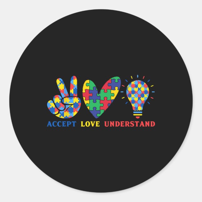Adesivo Accept Love Entender Colorful Quebra-cabeça Piece  (Frente)