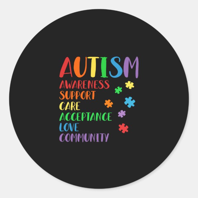Adesivo Aceitação de suporte Ally Autism Consciência (Frente)