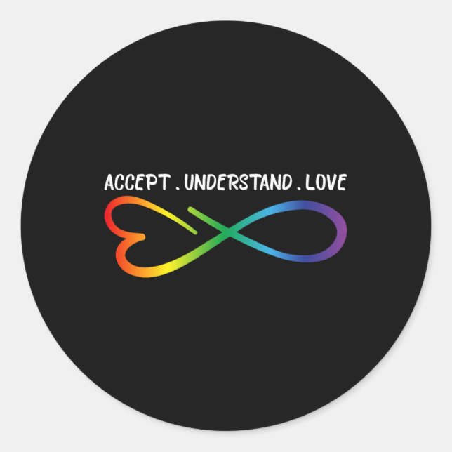 Adesivo Aceitar Compreender Aut. Infinity Neurodiversity (Frente)