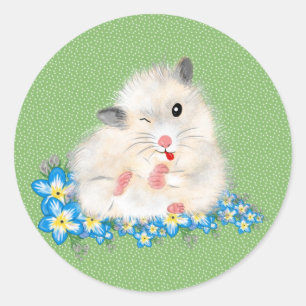 Adesivo Acessórios fofos de hamster sírio branco, bolinhas