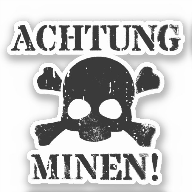 Adesivo Achtung Minen! Sinal WWII (Frente)