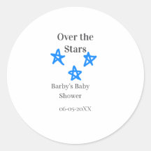 Acima das Estrelas azul cinza baby shower nome dat