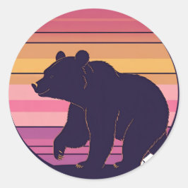 Adesivo Acorde cedo - Design Sunset Urso Retroativo Engraç
