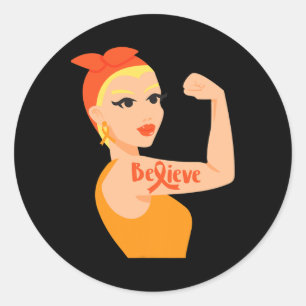 Adesivo Acredite em Orange Ribbon Forte Mulher Leucemia Aw
