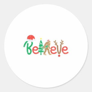 Adesivo Acredite em Papais noeis Bigfoot Sasquatch Reindee