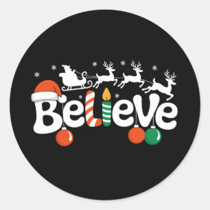 Adesivo Acredite em Papais noeis de Natal Sleigh Reindeer