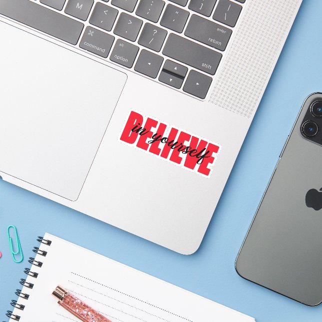 Adesivo Acredite em si mesmo (Notebook com iPhone)