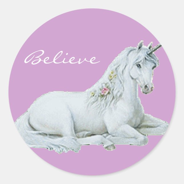 Adesivo Acredite em Unicorn Round Stickers (Frente)