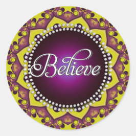 Adesivo Acredite: Inspira: Círculo de Mandala Amarelo Roxo