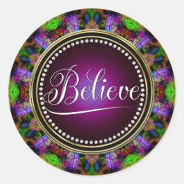 Adesivo Acredite: Inspira: Círculo de Mandala Verde Roxo