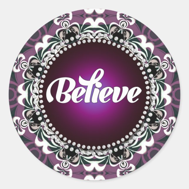 Adesivo Acredite: Inspire: Coletor de rendas branco roxo (Frente)
