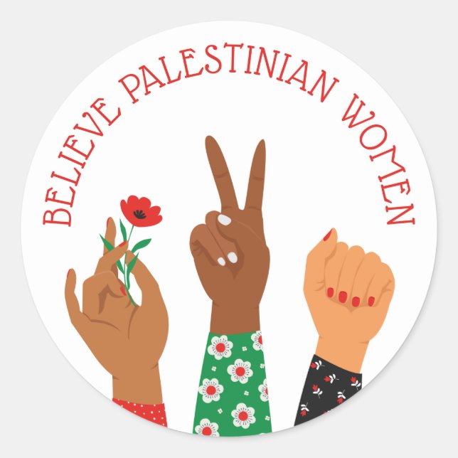 Adesivo "Acredite nas mulheres palestinas" Pro-Palestina (Frente)