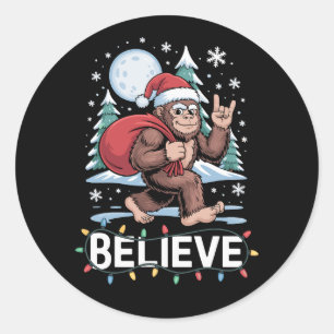 Adesivo Acredite Natal Pé Grande Sasquatch Papai Noel Chap