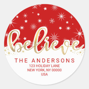 Adesivo Acredite o endereço do remetente Dourado vermelho