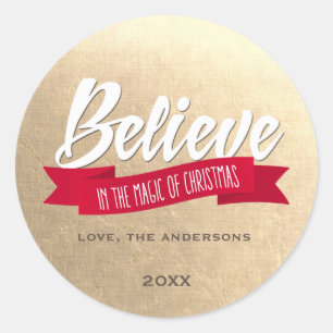 Adesivo Acredite. Vinhetas de Natal Personalizadas com Fol